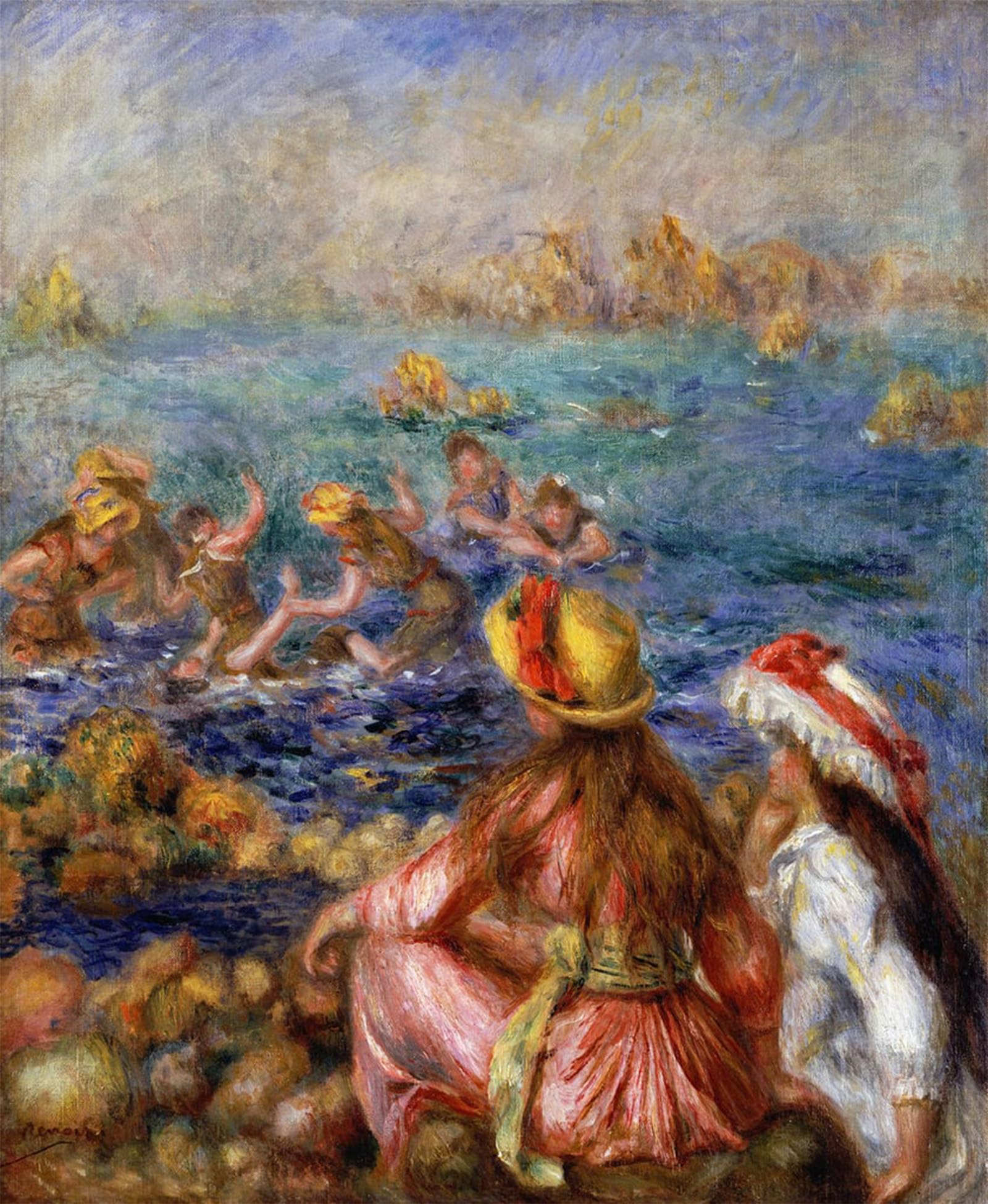 ARTXLXXBN Famous Painting Art Wall Decor Abstract Art Picture the Bathers by Pierre Auguste Renoir Animal Pictures for Home Decor 60x90cm