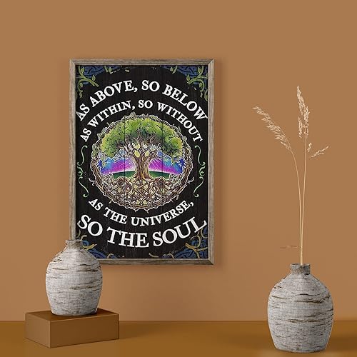 QISPIOD Póster de Tree of Life como Above So Below as Within So Without as The Universe So The Soul Póster de espiritualidad en lienzo retro de
