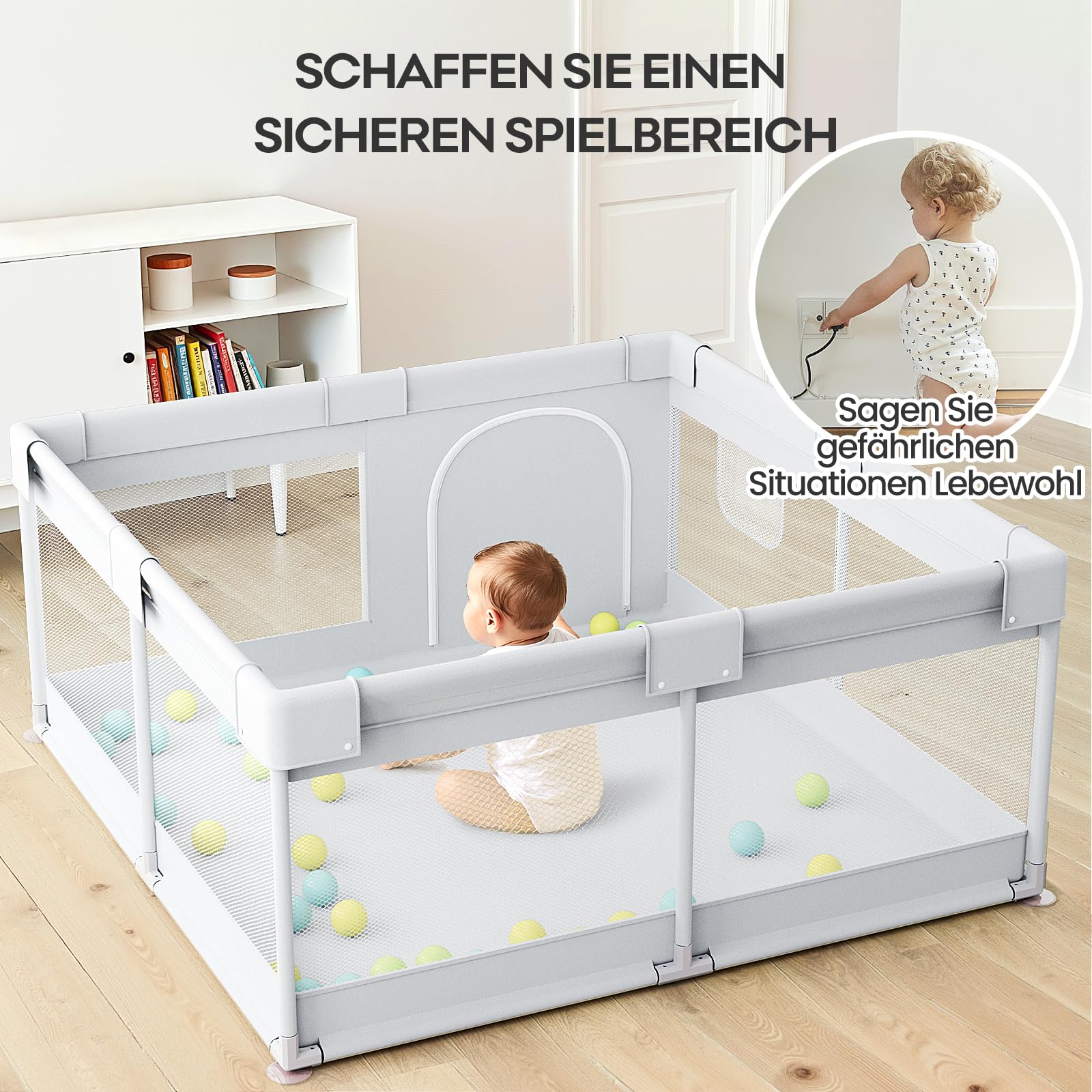 Petit Parc Bebe 120×120 cm - Parc Enfant Avec Ventouses, Stable Parc De Jeu BéBé Maille Respirante pour Appartement