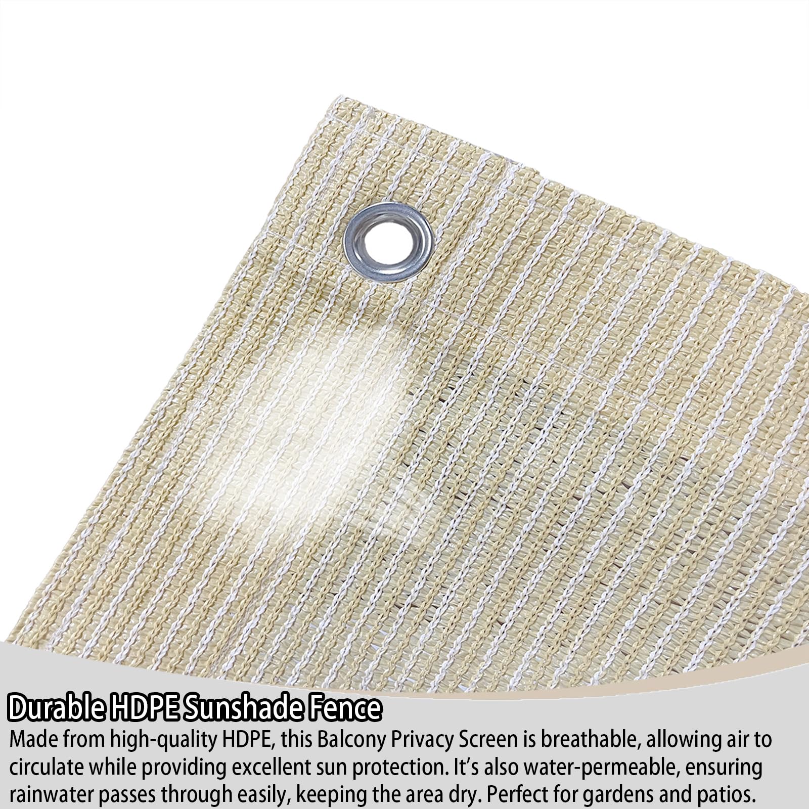 Sonnensegel 150 x 300 cm Hdpe, UV Schutz, Sonnenschutz, Atmungsaktiv, 95% UV Schutz Windschutz, Reißfest, Sonnensegel Nach Maß mit Ösen für Innenhof, Rasen, Außen, Creme Farben
