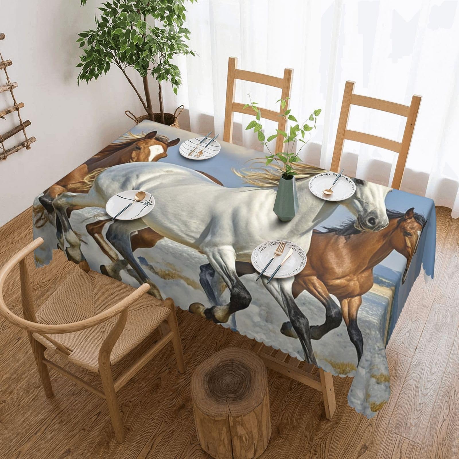 Nappe chevaux au galop art couverture de table artistique et élégante