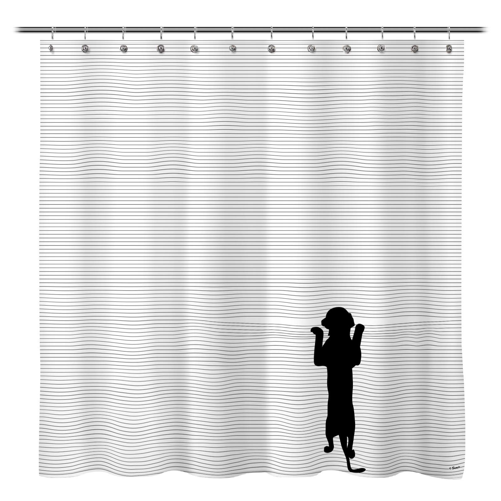 Rideau de douche motif chien noir et blanc Sunlit en tissu imperméable sans PVC 182x182