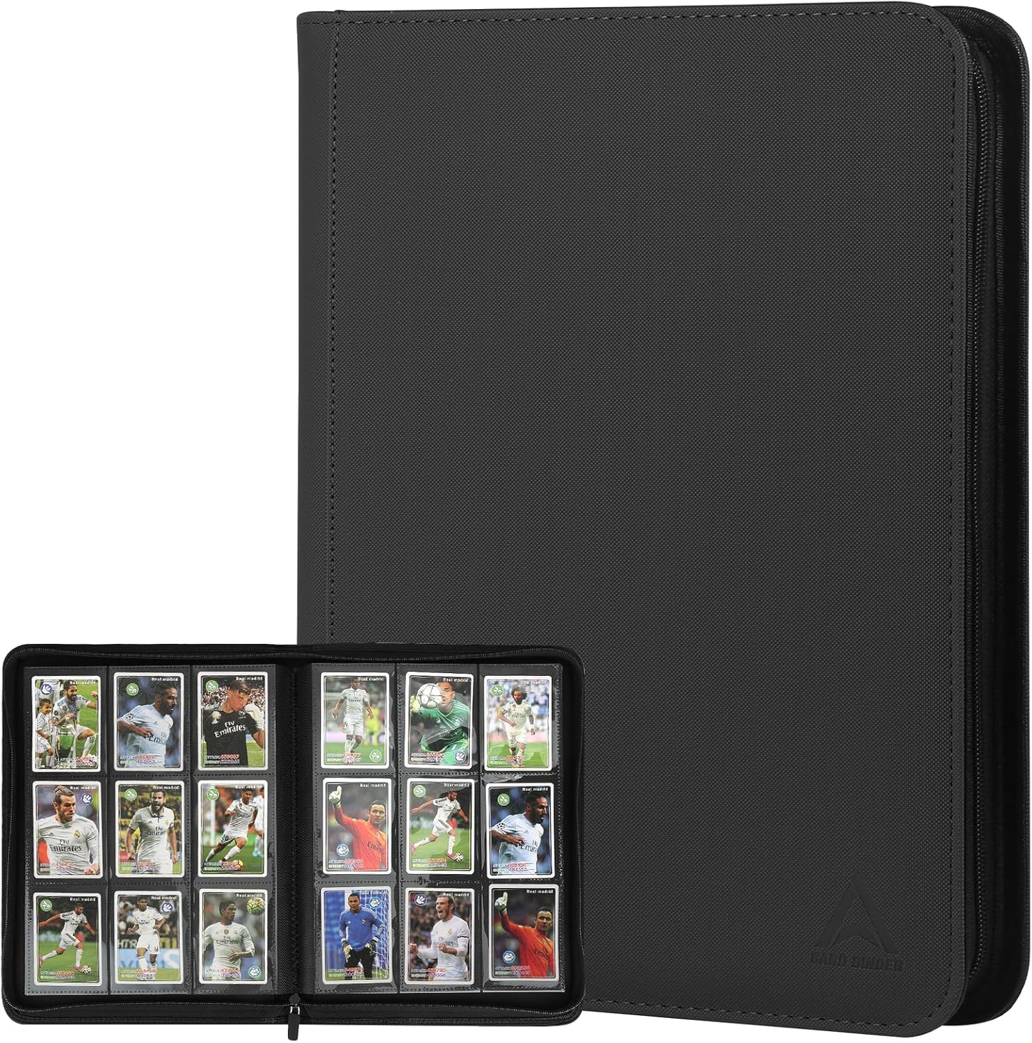 9 Pocket Card Binder - 540 Capacity with Zip Closure Premium, Double-Sided,Sturdy & Sleek PU Leather Protector for MTG, TCG, Sport & Collectible Cards (Black)