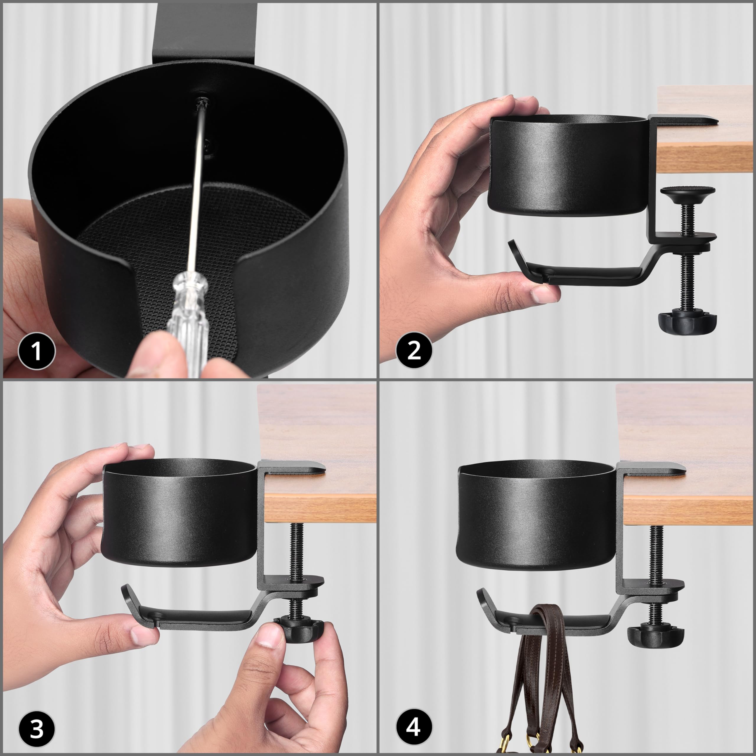 Support Pour Casque 4 En 1 Avec Porte-gobelet - Alliage Aluminium - Rotatif 360° - Pour Bureau Et Maison - Dimensions 20.7x12.3x11.1 Cm