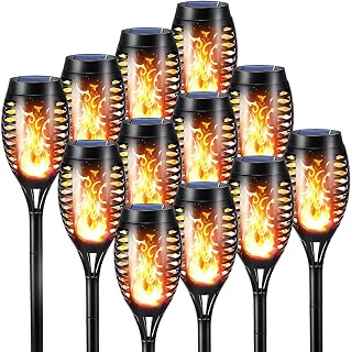 Albelt Acrylonitrile Butadiene Styrene 12 Pack Outdoor Solar LED Torch Lights with Flickering Flame for Garden Decor, Super Bright Waterproof for Outside Landscape Yard Party Decorations