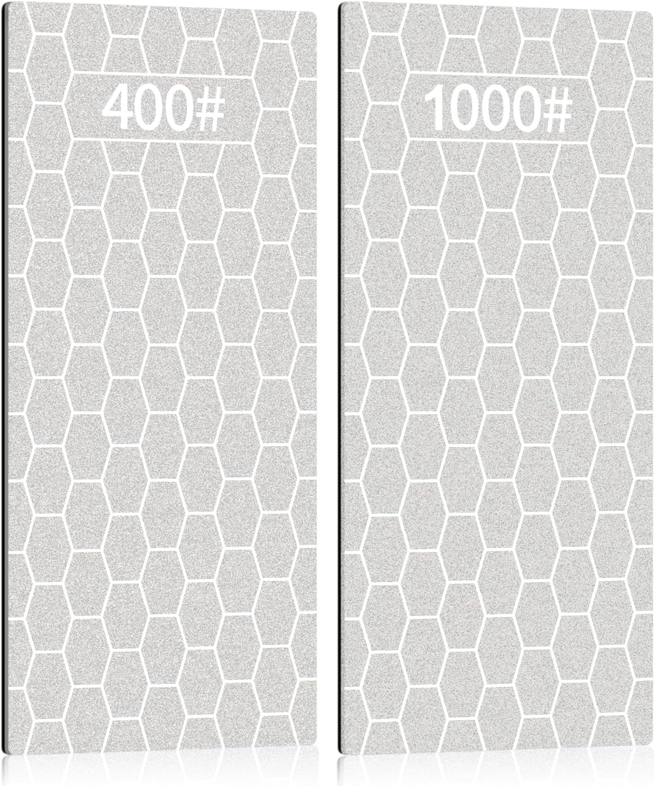 2PCS Diamond Sharpening Stone, Knife Sharpener Stone Whetstone Honeycomb Surface Diamond Sharpener Plate with Non-slip Base for Pocket Knives Scissors, Outdoor Kitchen Tools (400/1000 Grit)