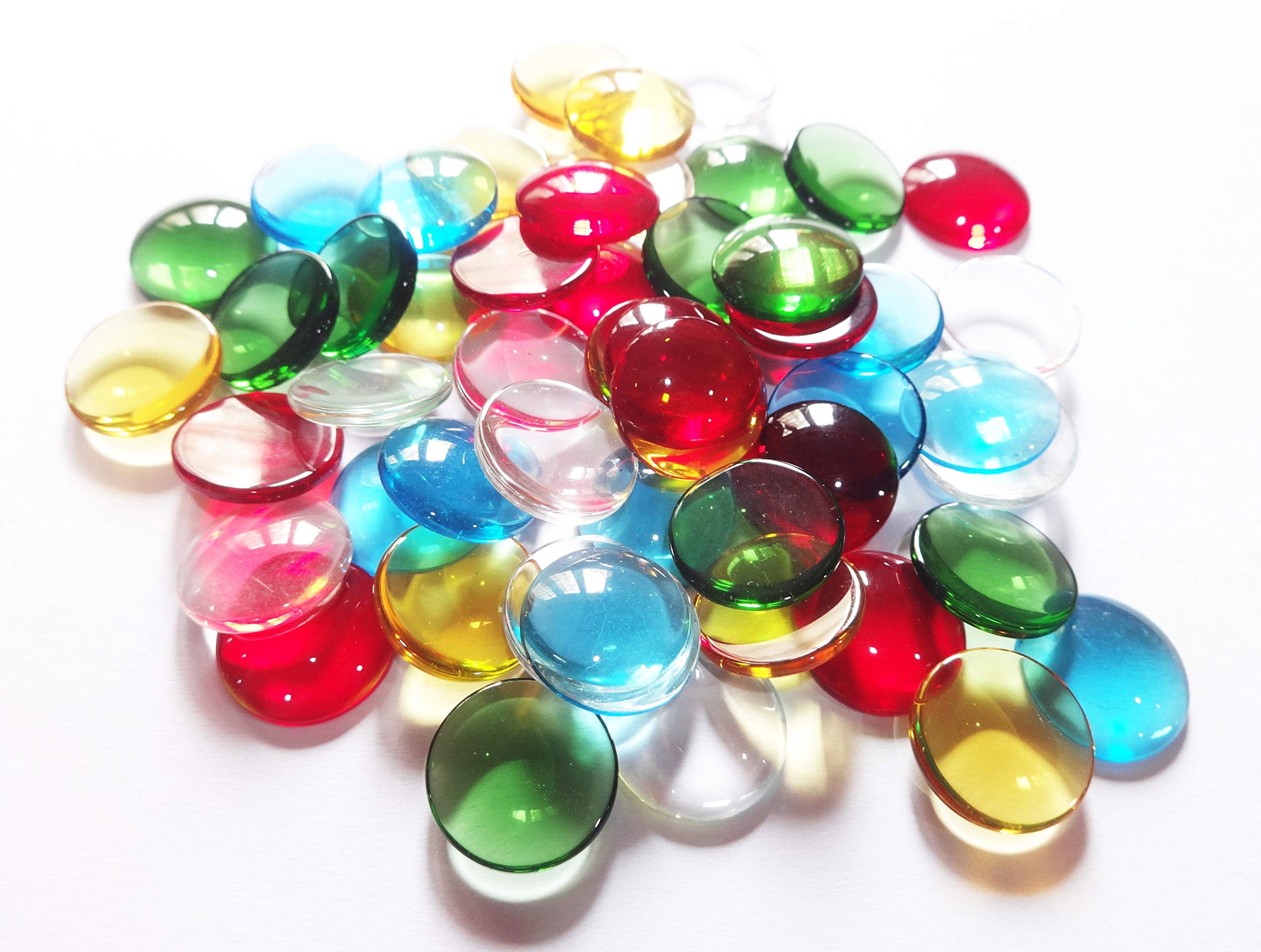 EXCEL IMPEX Flat Bottom Type Glass Stone Pebbles/Marbles Suitable for Aquariums; Vase Crafts and Home Decor; Transparent; Multicolour -Set of 50 Pieces 1
