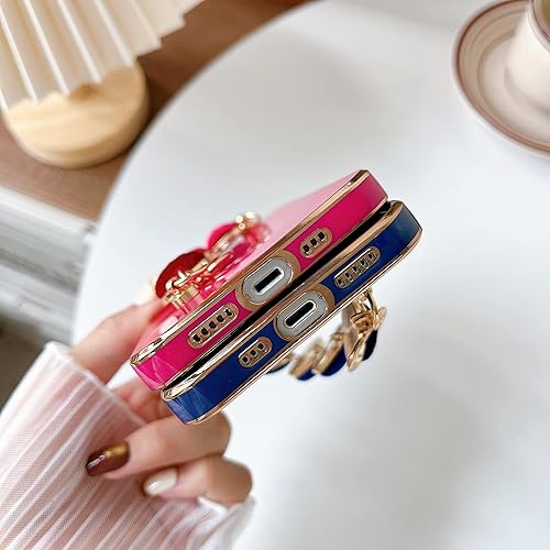 Miniatura 4 de Caseative Pulsera de cadena con diseño de corazón chapado en amor, suave, compatible con iPhone, para mujeres y niñas (rosa, iPhone 13)