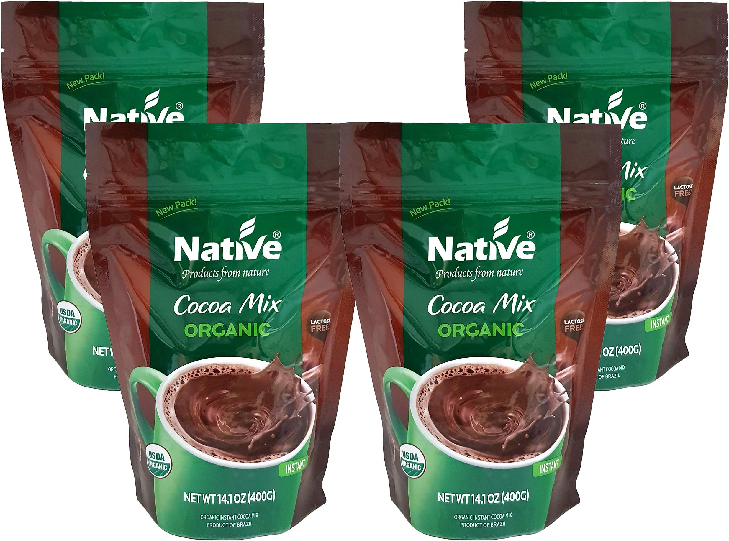 Native Organic Cocoa Instant Powder Mix, 14.1 Ounce (Pack of 4)