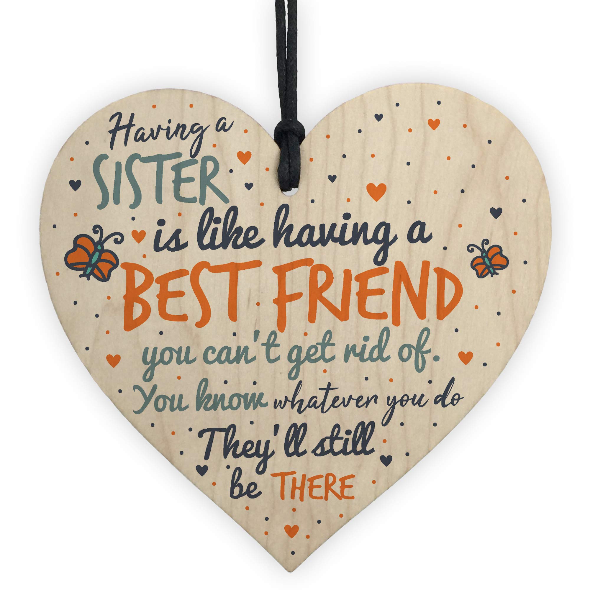 Red Ocean Sister Best FRIEND Wooden Heart Christmas Friendship Thank You Birthday Plaque Keepsake