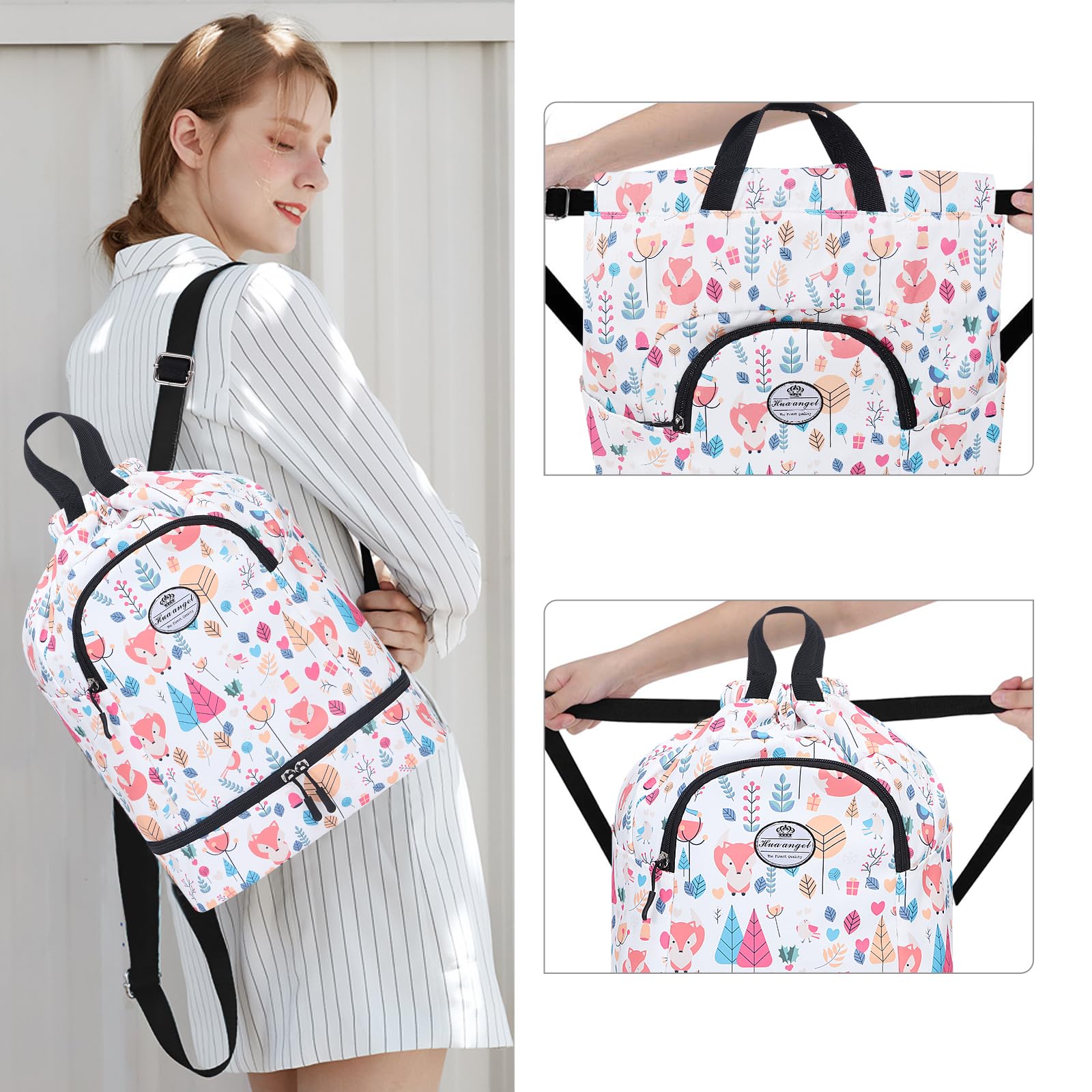 HUA ANGEL Unisex Drawstring Backpack Sports Gym Bag Drawstring Bag Weekend Daypack With Shoe Compartment for Women Men Basketball Football Outdoor Fitness Yoga Swimming Beach - Image 2