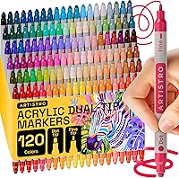 Vista 17 de ARTISTRO 24 marcadores de pintura acrílica para rocas, tela, madera, vidrio, manualidades, decoración, bolígrafos de pintura de doble punta