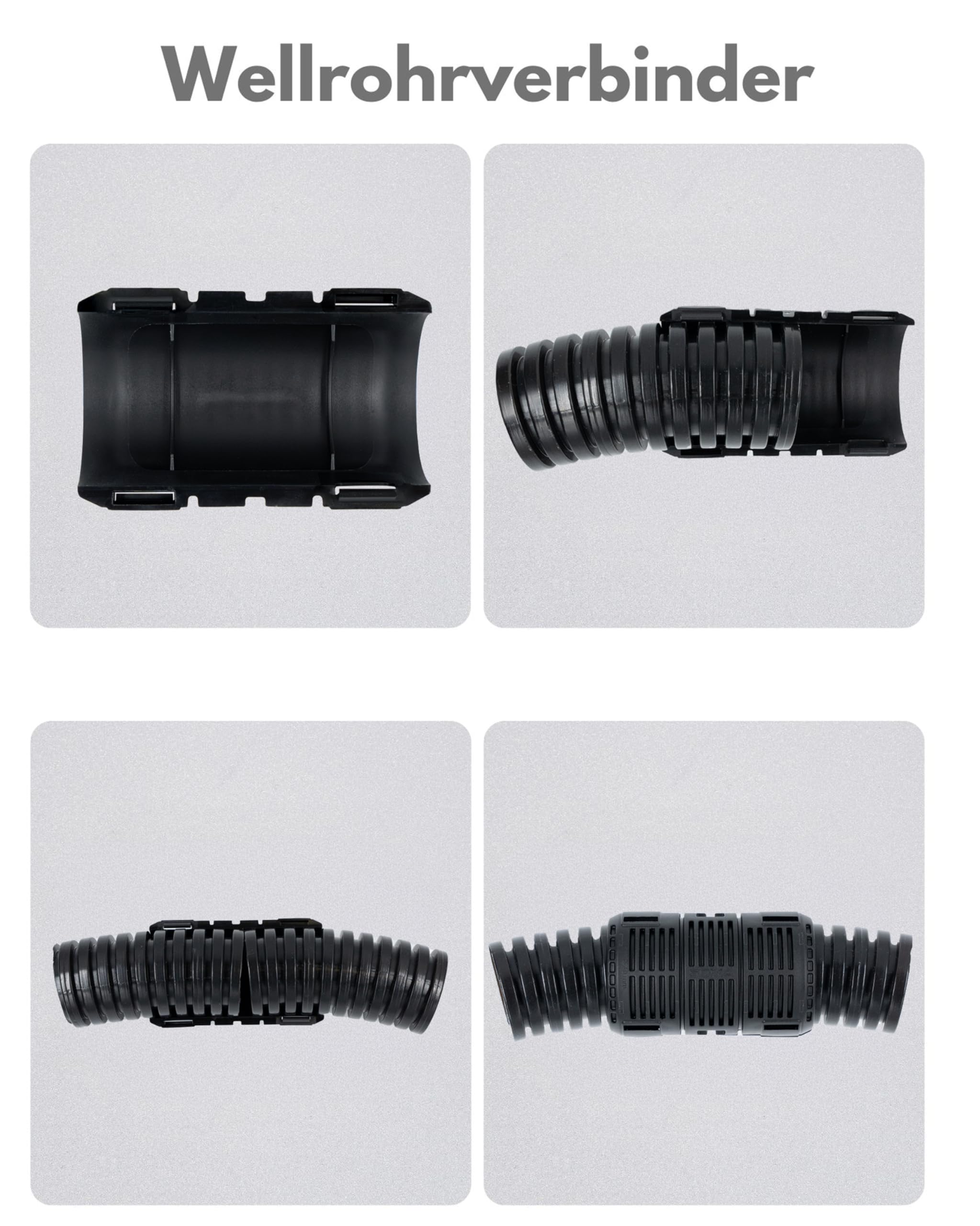 Lot de 30 raccords de tuyau ondulé M40 - Manchon noir (pour 15 raccords) - Résistant aux chocs - Antistatique - Sans halogène - Résistant aux températures de -20 °C à +80 °C