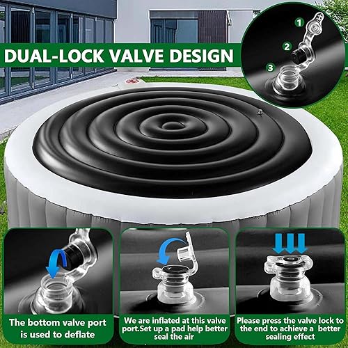 Vista 18 de Tlswshsy Cubierta inflable para bañera de hidromasaje de 5.4 pies, tapa de ahorro de energía para bañera de hidromasaje redonda, cubierta protectora