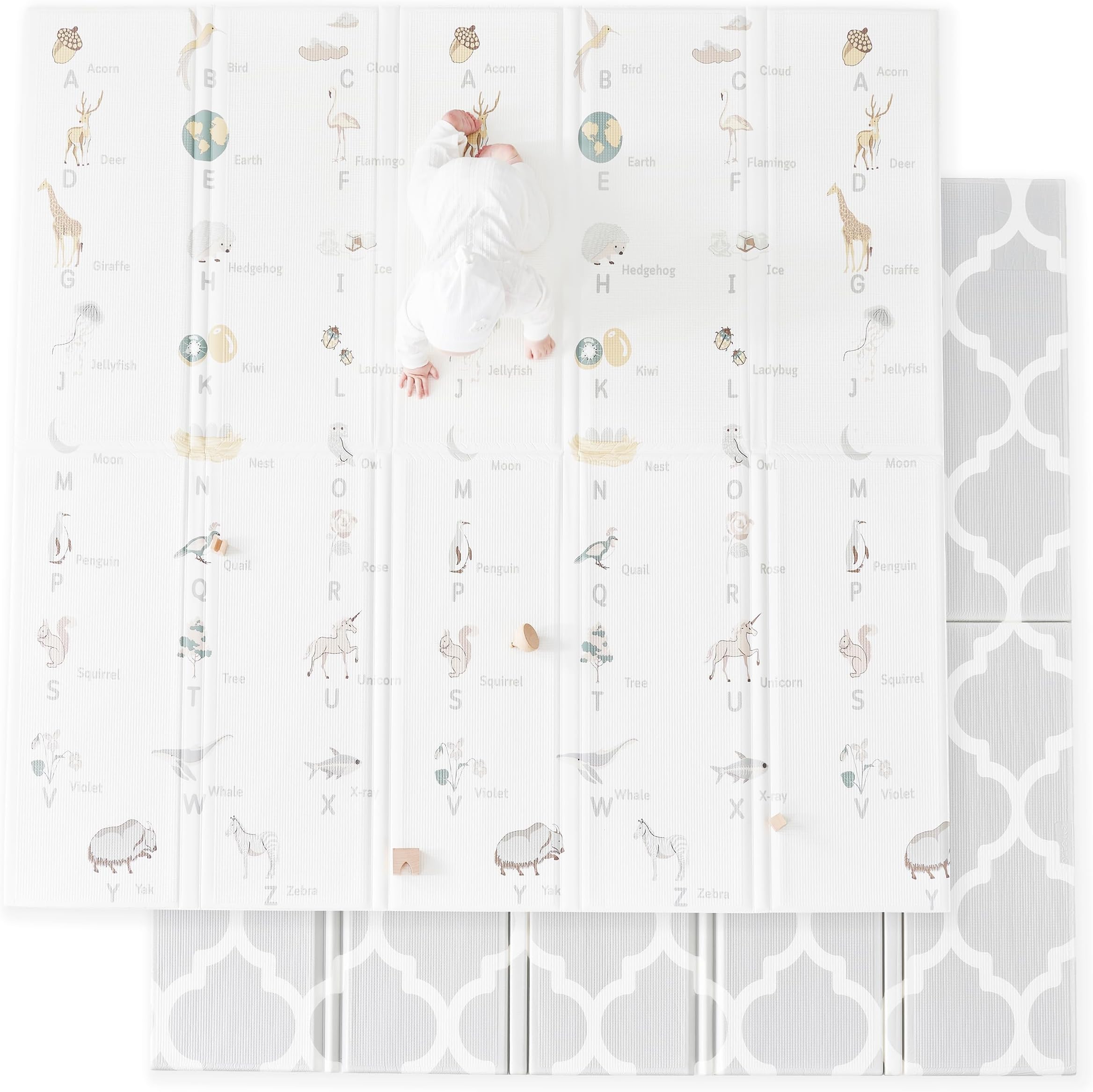 Fortella Cuddle & Learn Baby Play Mat, Foldable, Nap Mat, Baby Mat, Living Room, Soundproof, Waterproof, Double Sided, Baby Shower, 70.5 x 70.1 x 0.6 inches (179.5 x 178 x 1.5 cm)