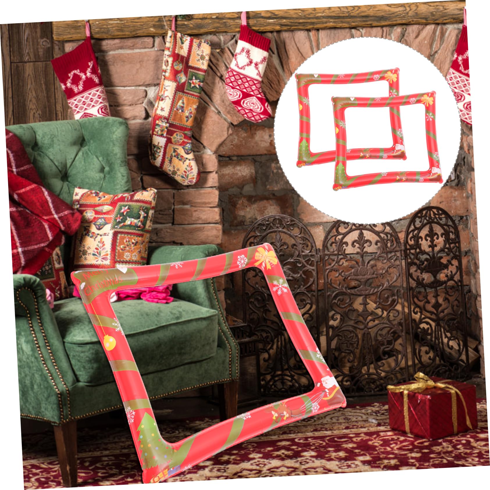 PLAFOPE 2stücke Weihnachtsfeier Aufblasbarer Bilderrahmen Foto Requisiten Für Party-spaß Kreative Fotografie-zubehör Mit Lebendigen Farben Und Sicherem Pet-Material Für Und Kollegen-