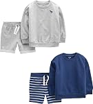 Simple Joys by Carter's Hommes 4-piece Français Terry manches longues Chemises et shorts Ensemble de vêtements de jeu