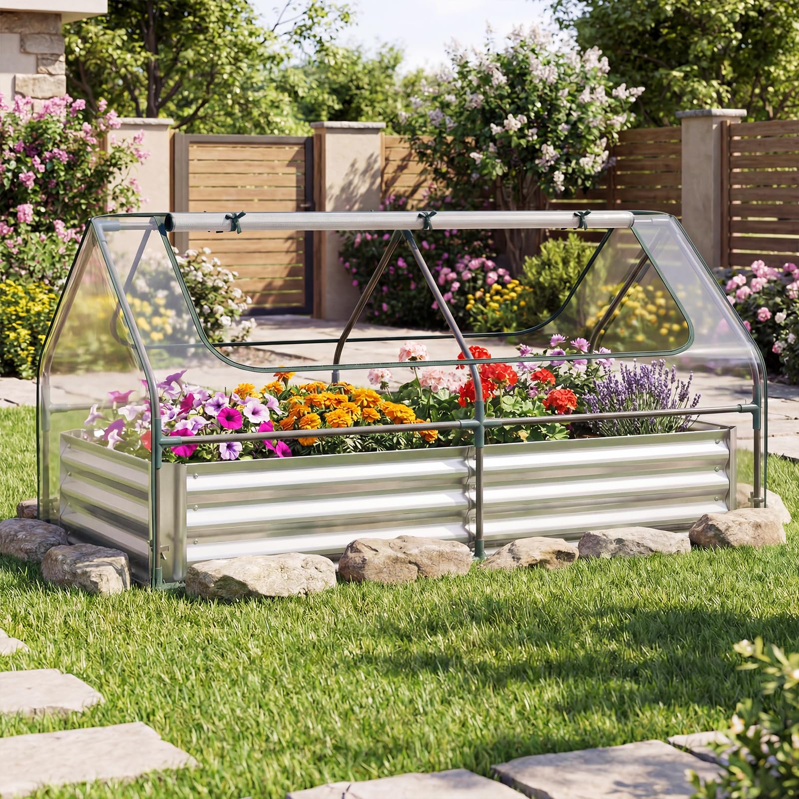 S AFSTAR Raised Garden Bed with Cover