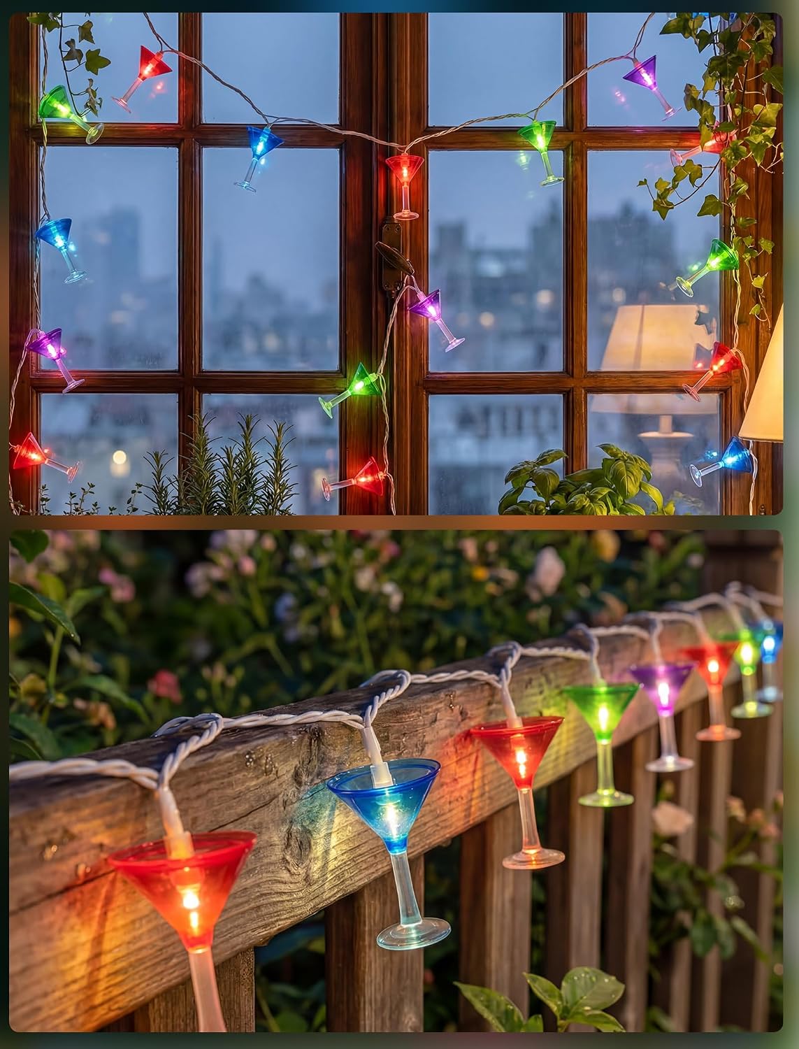 10 LED Cocktail Glass Lights, 8.5Ft Tropical Beach Camping String Lights image 5