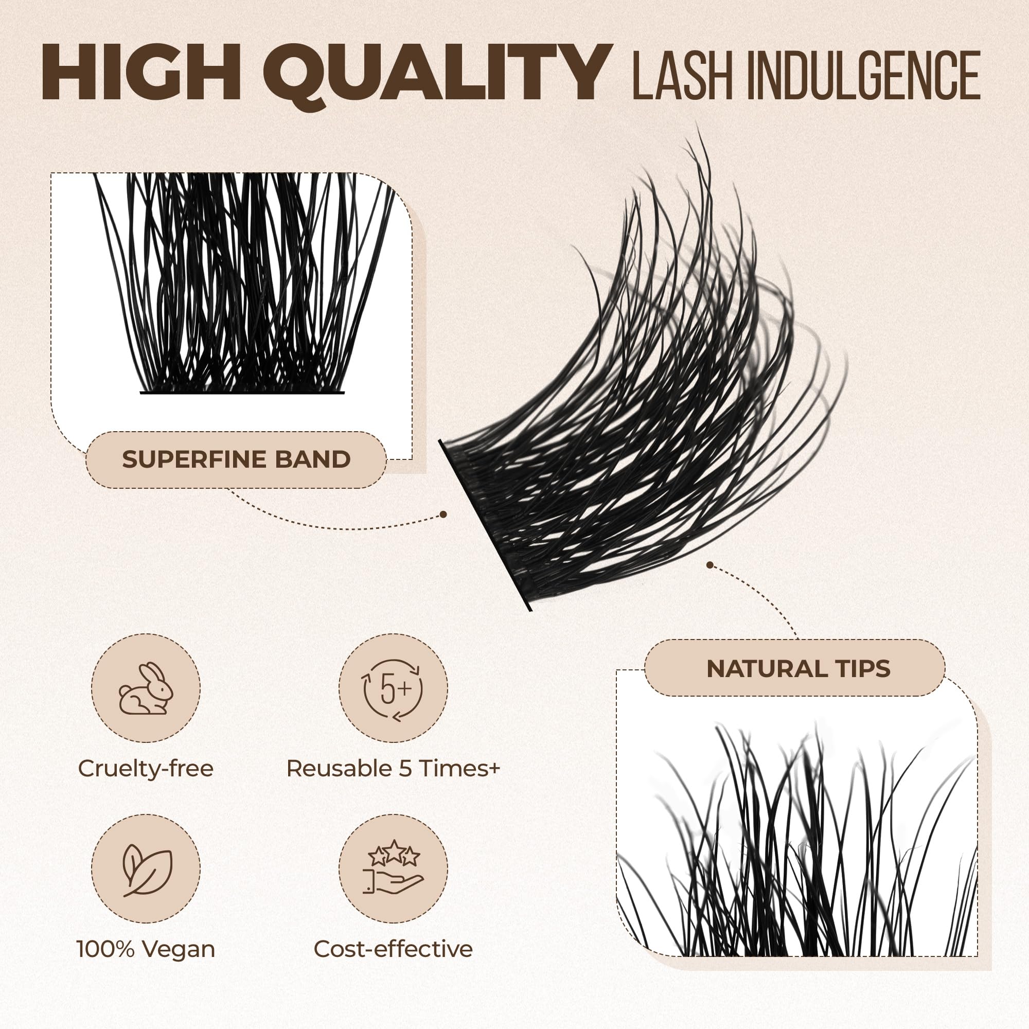 LASHVIEW Lash Clusters 144 Pcs 3D Cluster Lashes DIY Cluster Eyelash Extensions Mega Volume Reusable Individual Lashes Cluster Volume Look Super Thin Band & Soft(BDD09,10-16mix) - Image 4