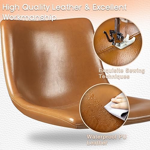 Miniatura 5 de PUKAMI Juego de 4 taburetes de bar de 26 pulgadas, taburetes de bar de altura de mostrador, taburete de bar de cuero sintético, sillas de comedor