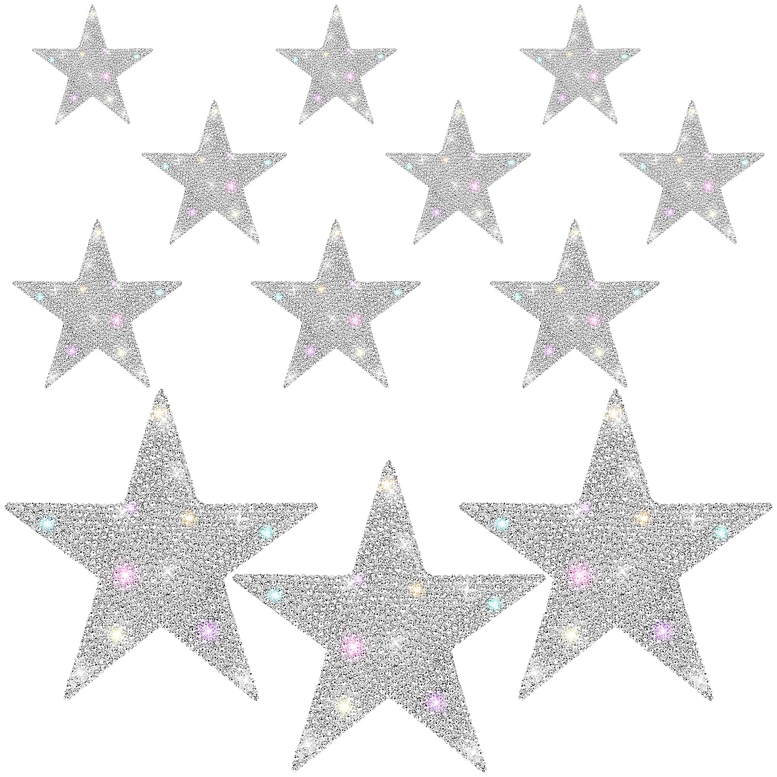 KALIONE 12 Pieces Rhinestone Car Stickers Glitter Star Stickers, Self-Adhesive Crystal Car Stickers, Bling Star Decals Auto Decals Stickers Decoration for Cars Bumper Window Laptops Luggage