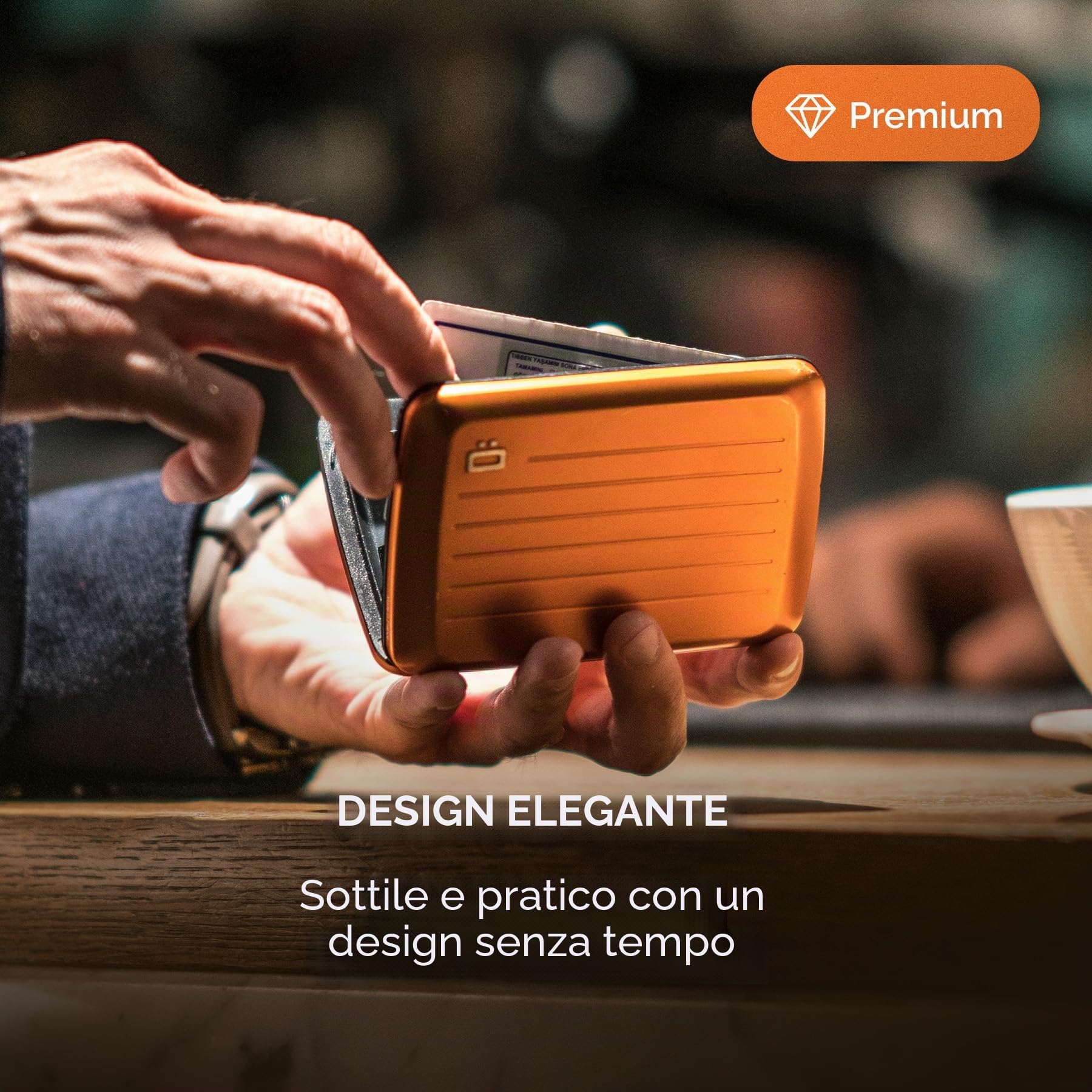 ÖGON -DESIGNS- Portacarte in alluminio con chiusura in metallo, protezione RFID contro le frodi e la smagnetizzazione, portafoglio compatto, modello Smart Case OSLO
