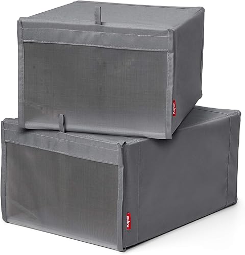 Miniatura 2 de Rayen Cajas de zapatos apilables de 2 U, color gris, tamaño 9.1 x 13.4 x 6.3 in