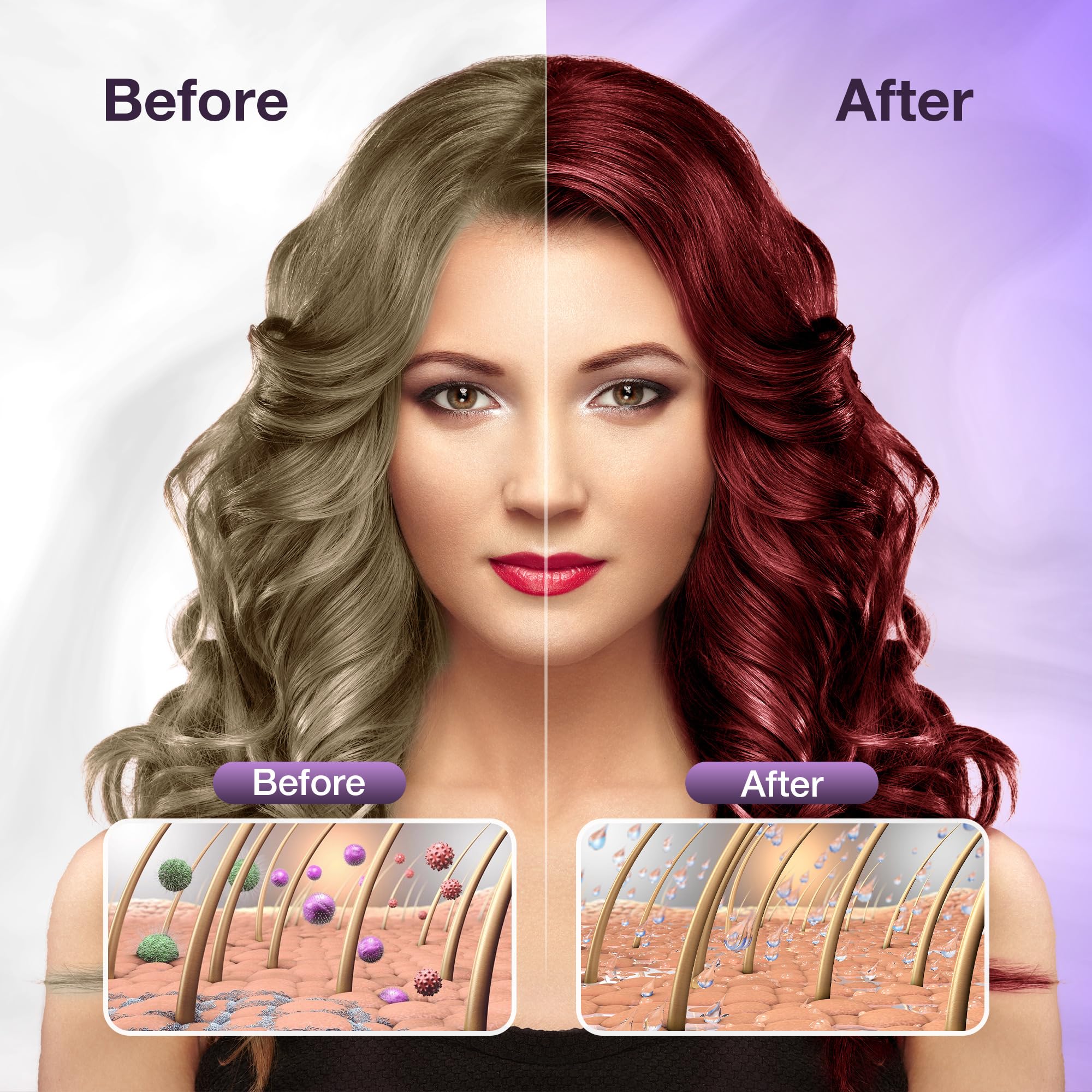 leorx Hair Dye shampoo 3 In 1, Dark Wine Red Instant Herbal Hair Color Shampoo Cover Gray Hair For Women&Men - Color Your Hair with Ease - Tintes Para El Cabello Profesional