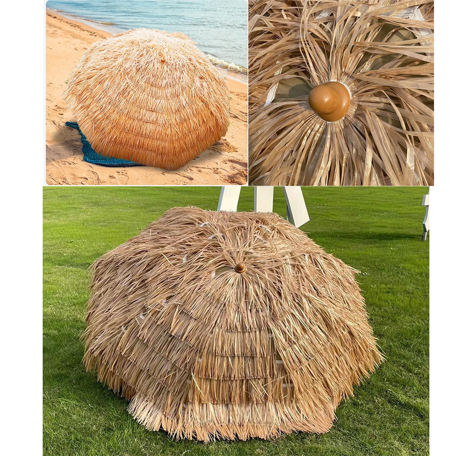 Materiał PP imitacja słomy parasol, parasol plażowy na dziedzińcu pokryty strzechą, balkon na zewnątrz basen ogrodowy Camping parasol przeciwsłoneczny