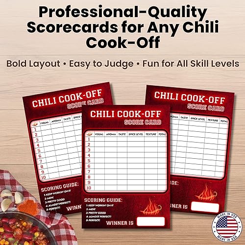Miniatura 3 de Chili Cook off Score Cards - Scorecard for Chili Competition - Chili Cook off Supplies - 25x judging cards - Voting Ballot on Heavy Card Stock - USA