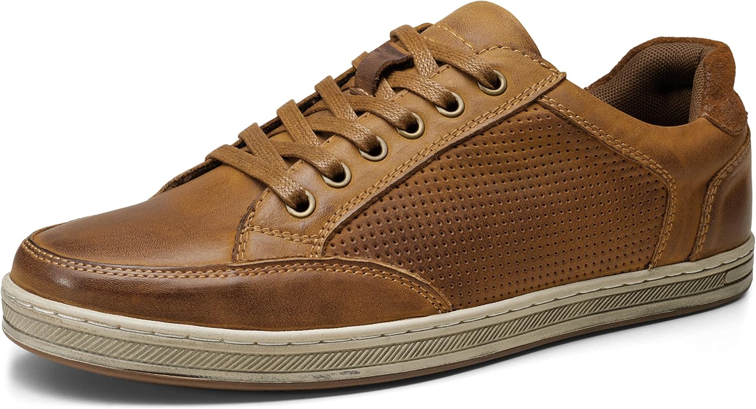 Jousen Men’s Fashion Sneakers Retro Leather Mens Casual Shoes Classic Dress Sneakers for Men