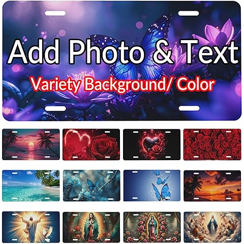 Custom License Plate, Design Your Own Personalized License Plate with Photo and Tex...