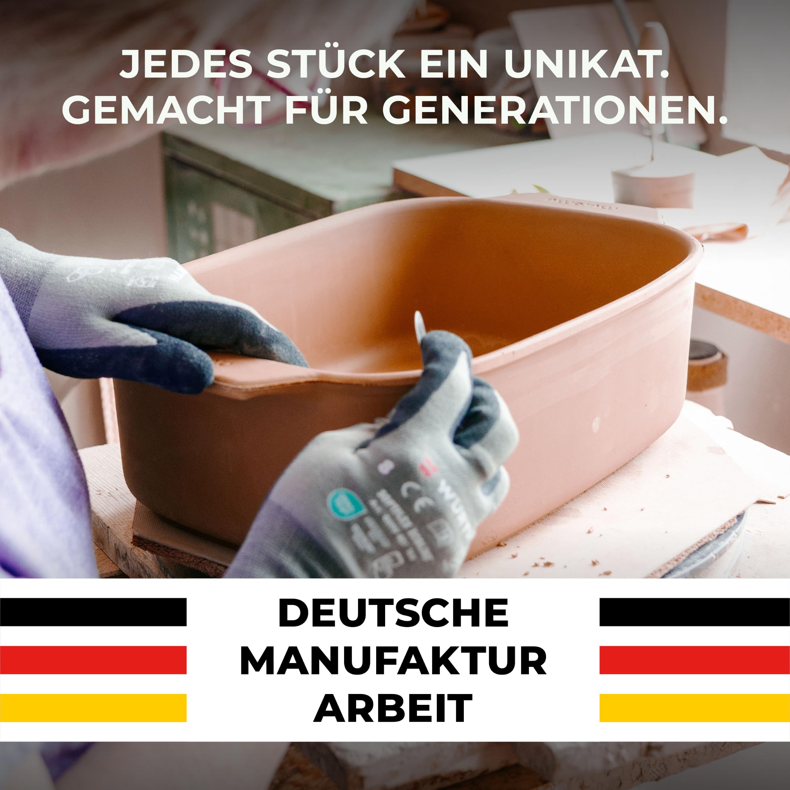 myromy® Multi-Bräter 3,5 L Keramik – Brotbackform Medium | Leer vorheizbar für starken Ofentrieb – 2 Bräter passen nebeneinander in den Backofen, leichter als Gusseisen