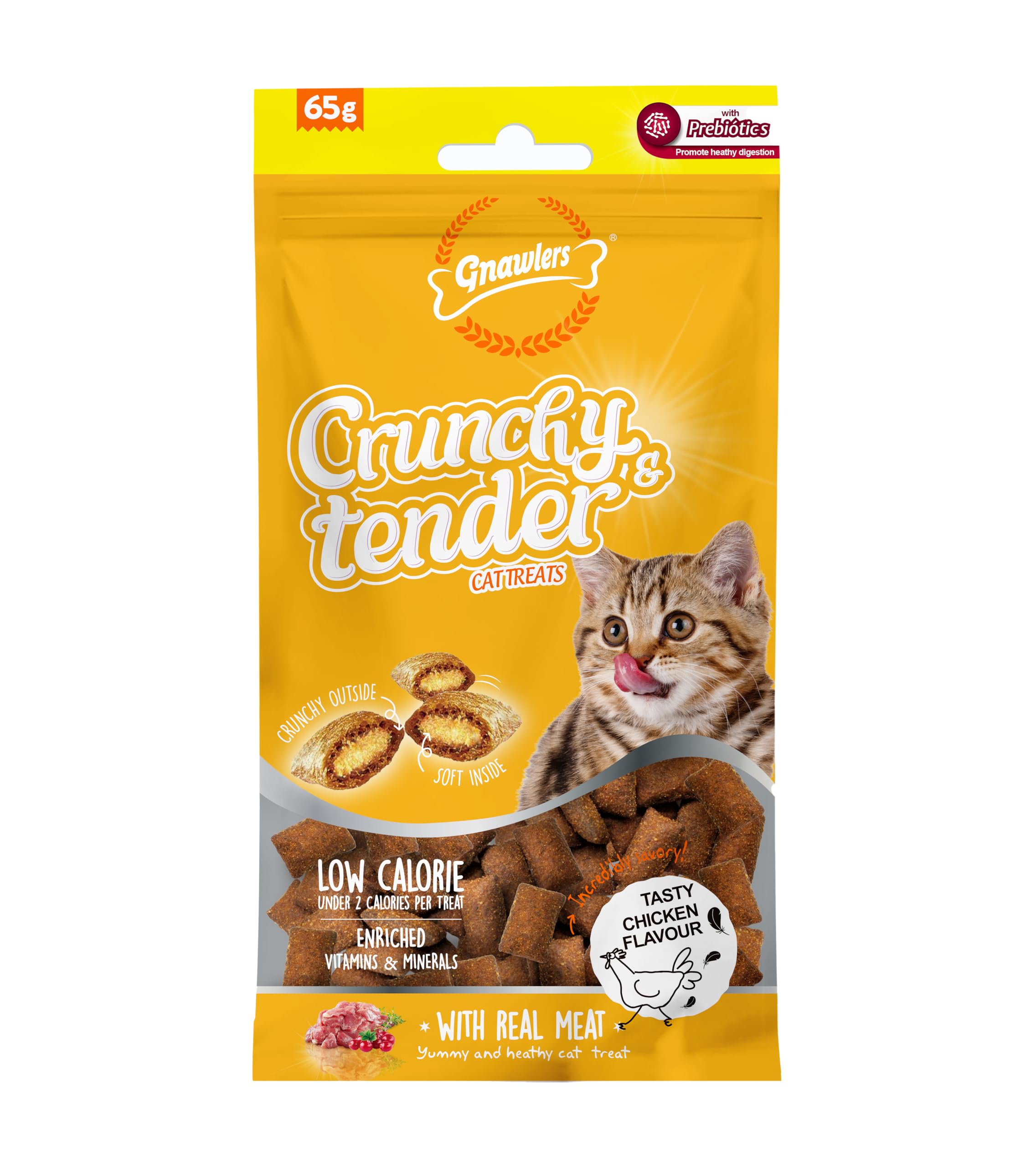 Gnawlers Crunchy & Tender Cat Treats 65g - Tasty Chicken Flavour (Pack of 10) Newly Launched by DogsNCats (B0D3PVP183) Amazon Price History, Amazon Price Tracker