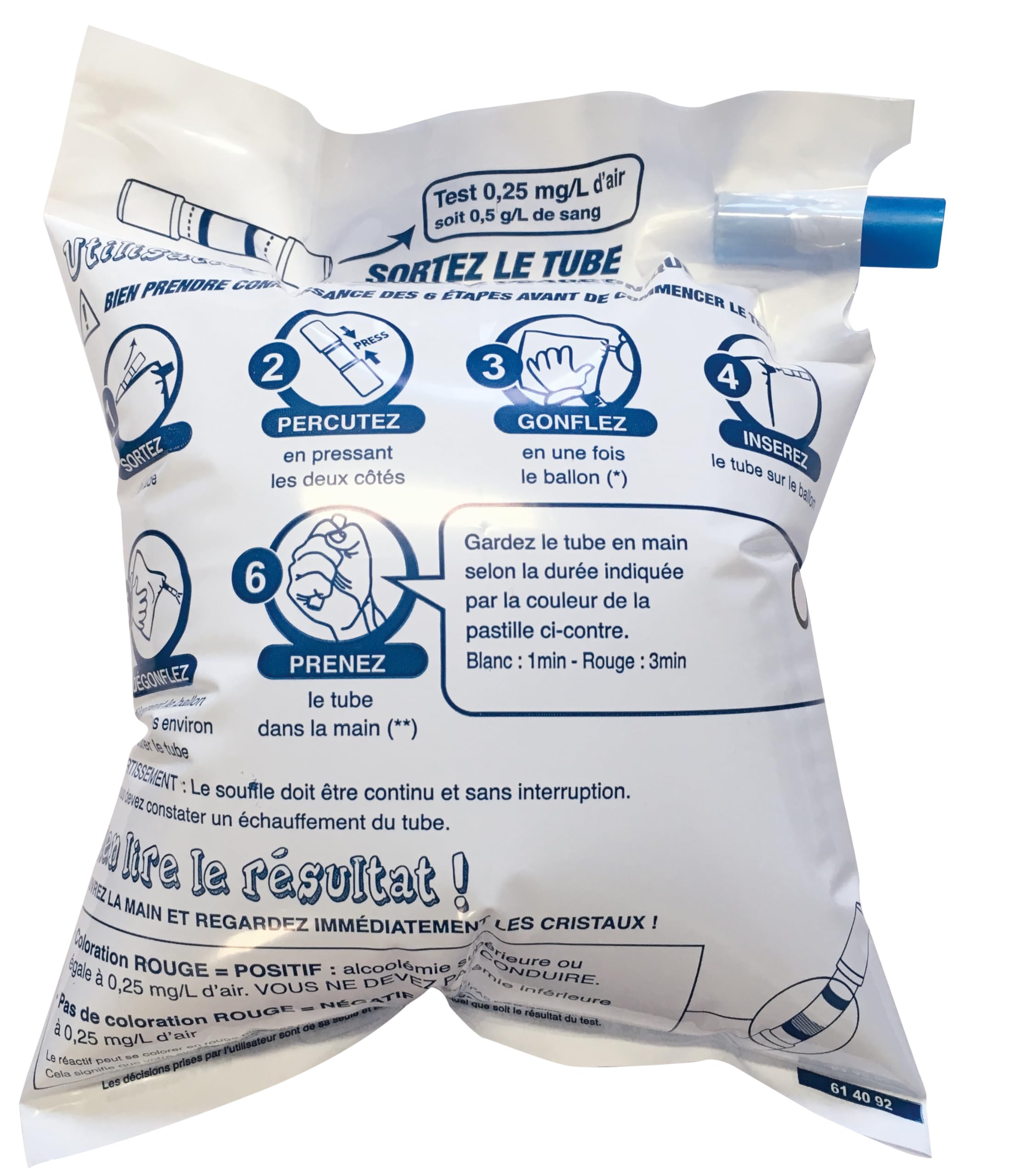 ETHYLOTEST CONTRALCO Le Ballon certifié Label NF X20702 - Taux 0,5 g/l - Lot de 50 ex - sans Chrome - Produit Français - Alcootest à Usage Unique - Validité 07/2028