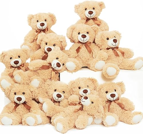 Miniatura 6 de Quaakssi Ositos de peluche a granel, 12 paquetes de osos de peluche, regalo para niños y novias, osos de peluche de 13.5 pulgadas de color marrón