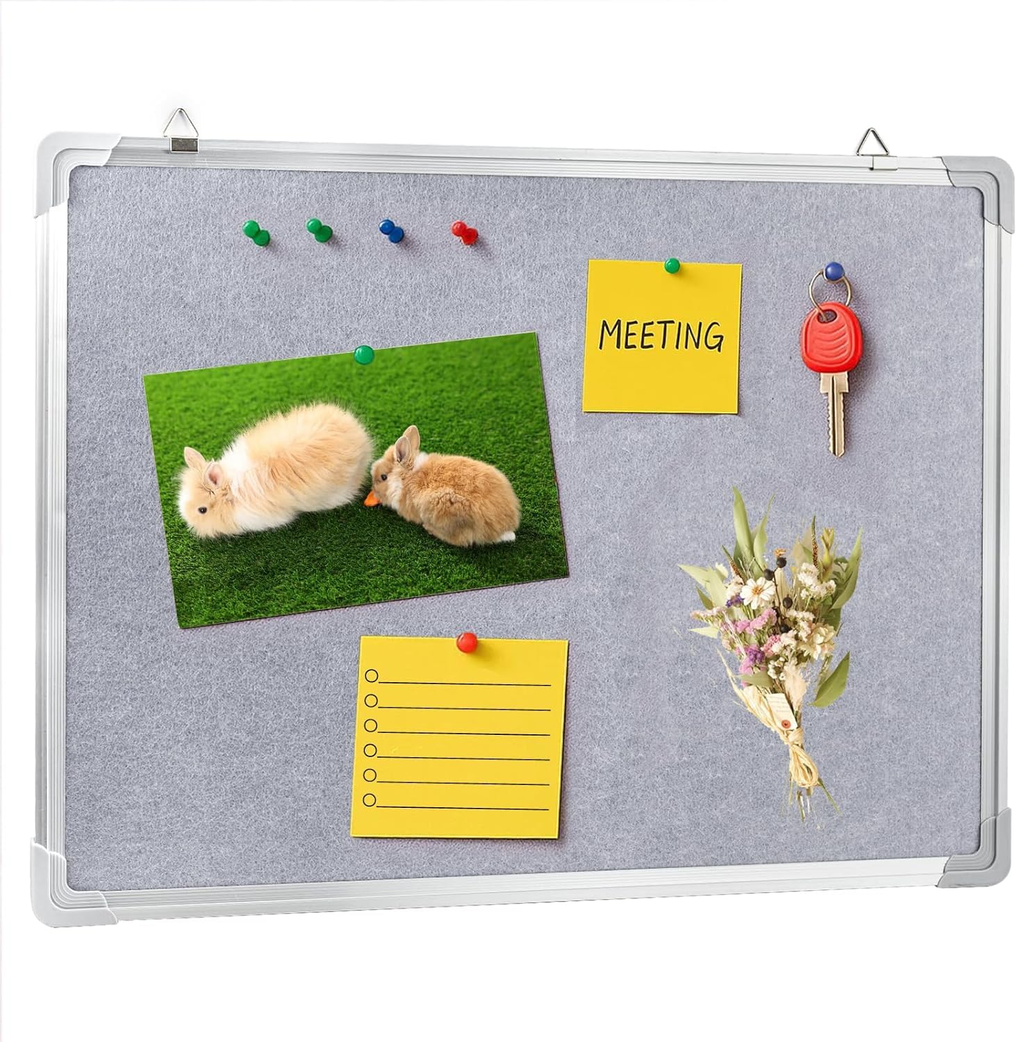 BREEZENEST Felt Notice Board for Kitchen & Office, 60x45cm Wall Mounted Pin Board with Aluminium Frame, Multi-Purpose for Home, Bedroom, Memos, Photos & Jewellery Organisation