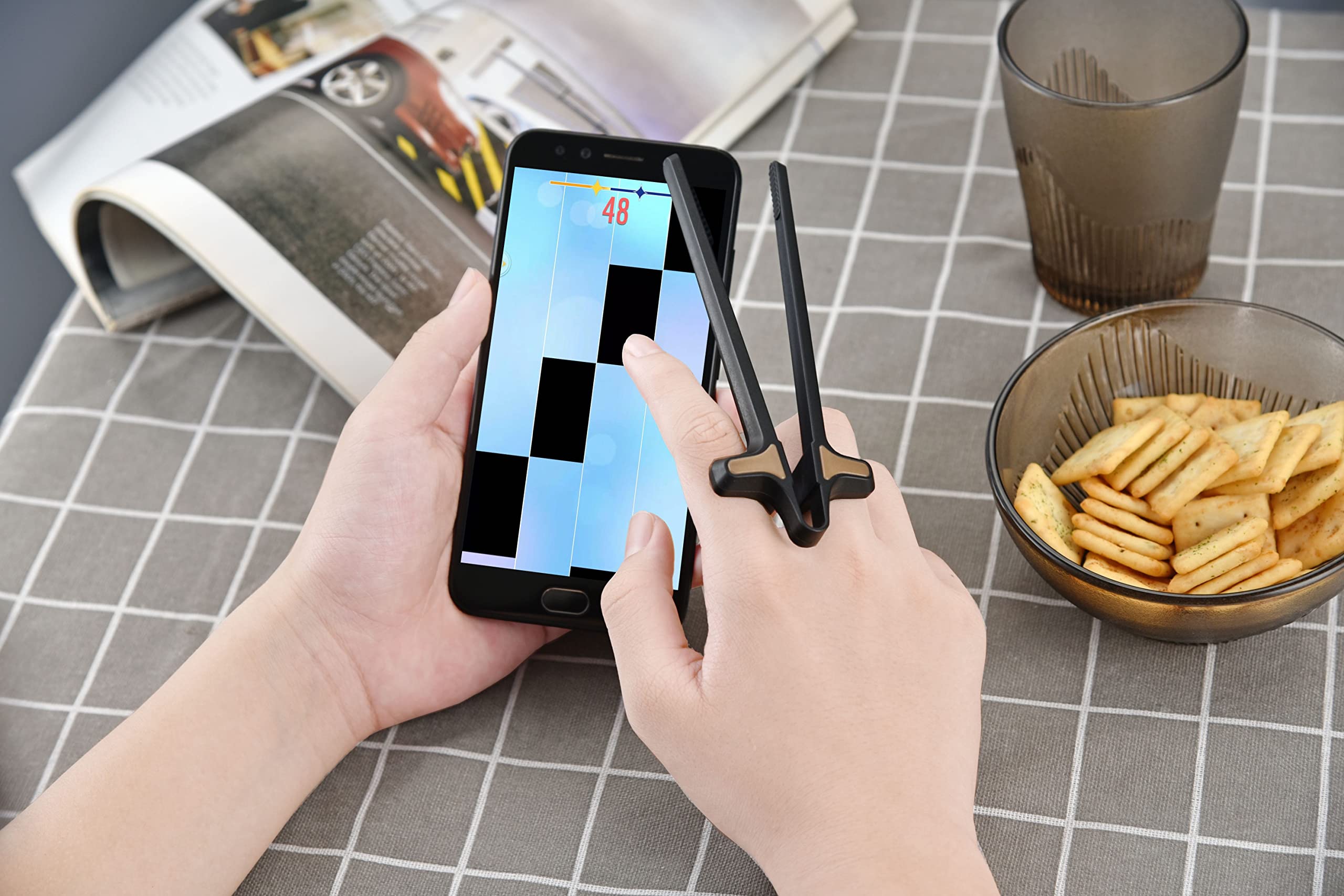 Bacchette da do da 4 pezzi Snack per giocatori Bacchette divertenti Bacchette da giocatore Snack Clip Accessori per gamepad Mobile  15