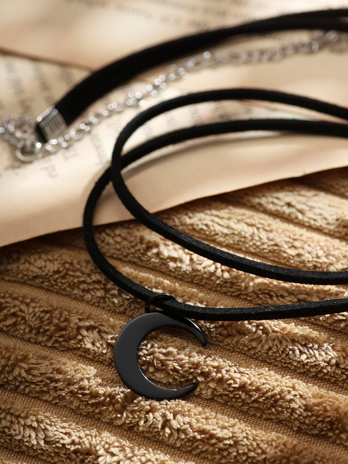 Sacina Gothic Layered Black Crescent Moon Choker, Moon Necklace, Gothic Emo Grunge Necklace, Goth Jewelry, Christmas Jewelry Gift for Women - Image 6