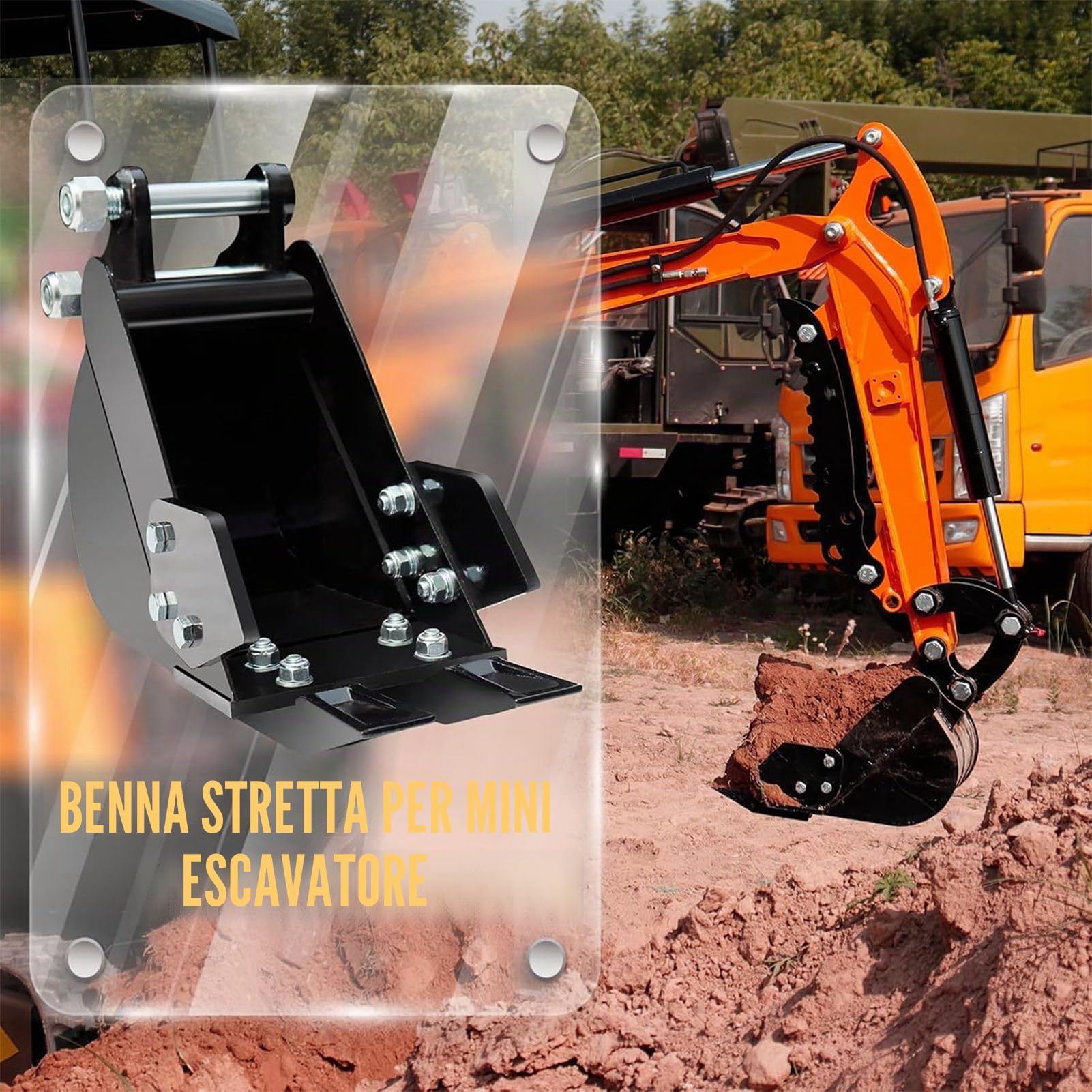 Benna da scavo stretta, 7,87 pollici Escavatore di Trincee Versatile Accessori per miniescavatore da trincea per Scavo in Acciaio Legato con Lame Rinforzate per di e Lavori di Costruzione