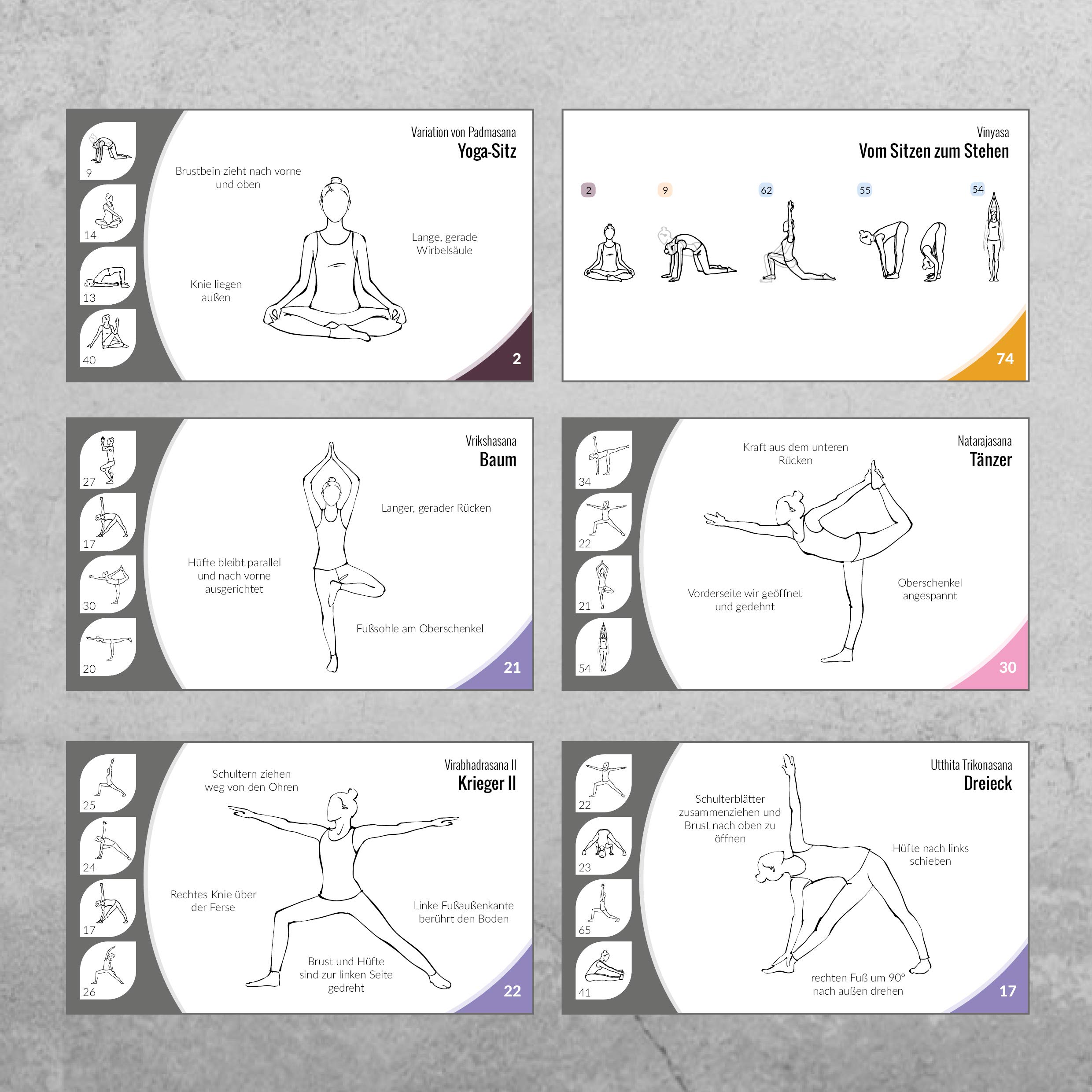 YOGA Karten, für Anfänger und Fortgeschrittene, mit 60 Yogaübungen, mit Online-Einführungs-Kurs, mit Meditationen und Atemübungen zum Anhören, Yoga Box (neue Verpackung)