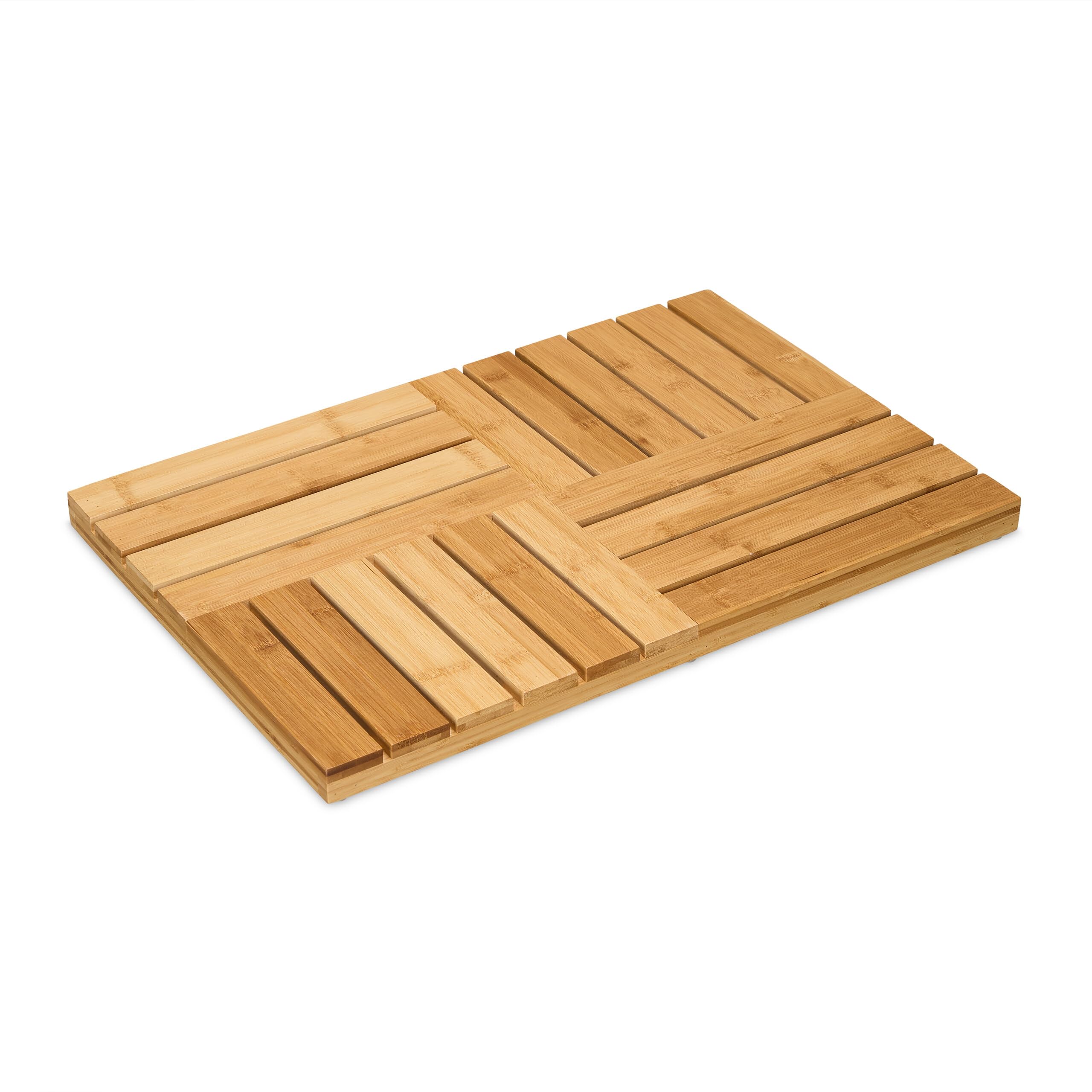 Relaxdays Pedana Doccia in bambù, 61 x 40 cm, Tappetino Antiscivolo da Doccia, Vasca e Sauna, Interno, Esterno, Naturale
