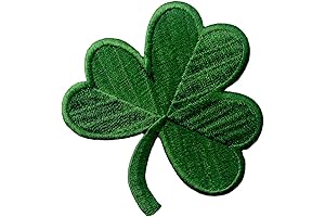 Irish Clover Dark Green Embroidered Emblem Lucky Shamrock Iron On Patch