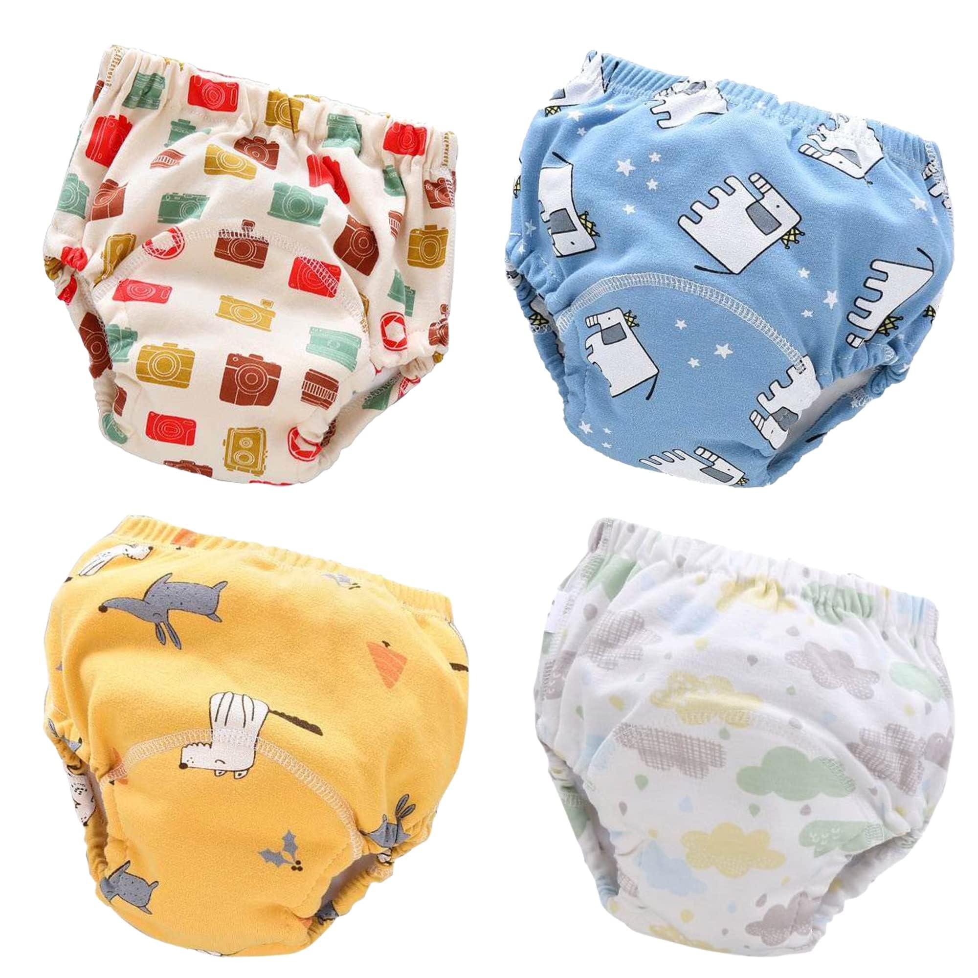 Training Pants 4 Pieces Strong Absorbent Toddler Potty Training Underwear for Baby and Toddlers UNISEX (6-Layers) 12KG-18KG (2-4 Years Old) LARGE, multi