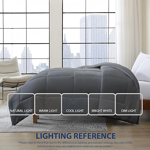 Miniatura 4 de Cathay Home Edredón alternativo de plumón de microfibra suave de lujo para todas las estaciones, tamaño individual, azul marino, edredón de 1 pieza