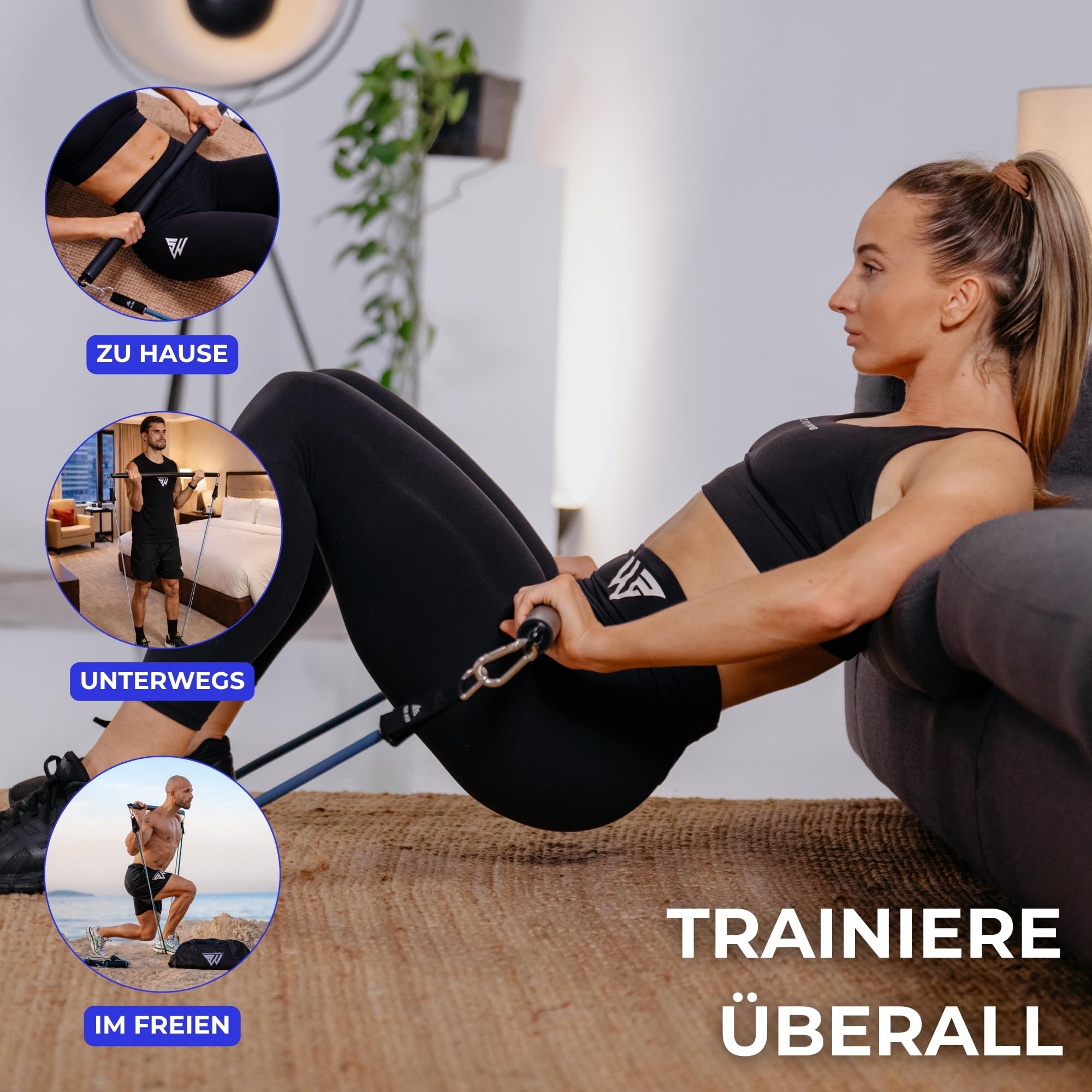 SmartWorkout Profi-Set Widerstandsbänder Krafttraining 19 Stück 120 kg Türanker