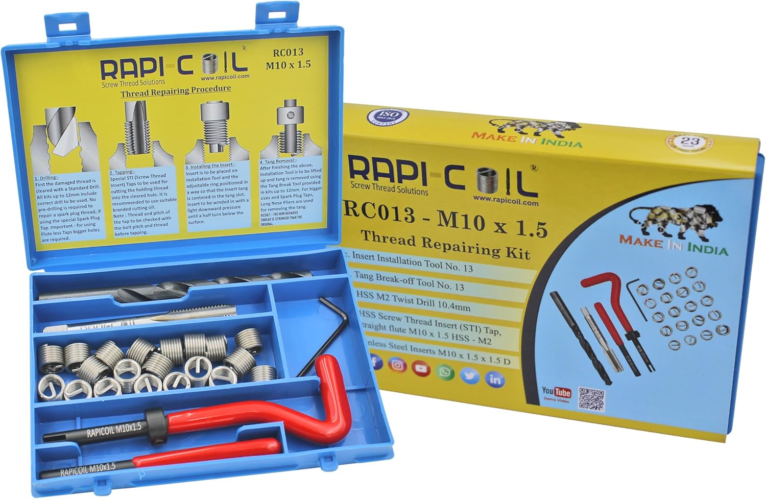 Metric Thread Repair Kit Stainless Steel Helicoil Insert 304 High-Speed Steel M2 (M14 x 1.25)