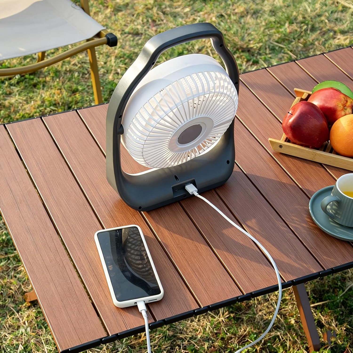 White Solar Fan, Compact Camping Solars Fans, 3-speed Setups, ABS Material, Can Be Hung or Use on a Table, L9.4xW3xH12.2in, for Home and Outdoor Use, Portable