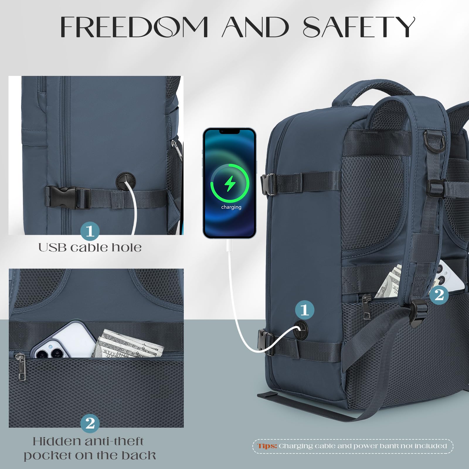 Xkdoai Zaino 40x20x25 per Ryanair, Zaino da Viaggio Aereo Bagaglio a Mano Borse Cabina Valigia Zaini Casual Unisex Borsone da Viaggio Impermeabile Casual Daypack